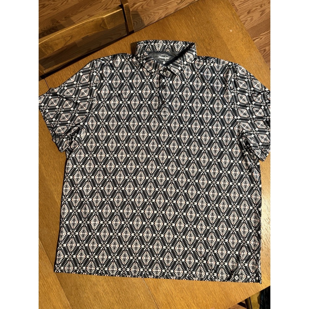 XXL Aztec Geometric Polo Shirt Performance Stretch‎ Southwest Print Golf Casual